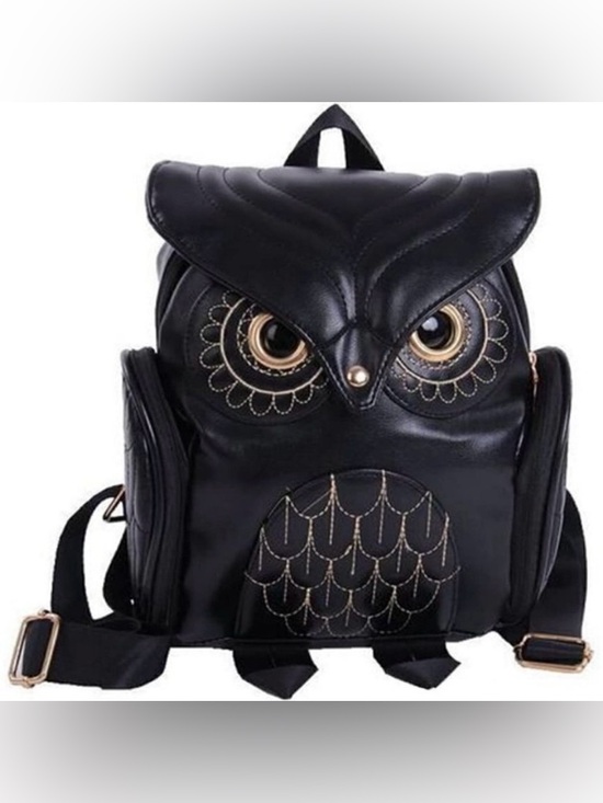 Handbags - NWOT RARE Black Owl Backpack with Gold Accents